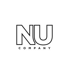 Letter N and U, NU logo design template. Minimal monogram initial based logotype.