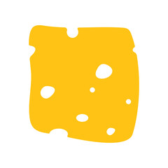 Cheese slice isolated on a white background. Cheese flat icon. Vector Head of cheese in flat style isolated on white background
