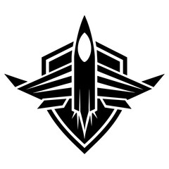 black and white rocket vector