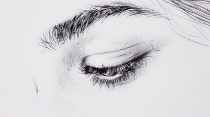Fototapeta premium The image shows a beautiful eye with long eyelashes
