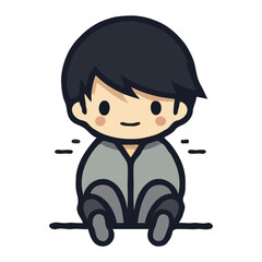A cartoon boy with a sad face logo vector illustration