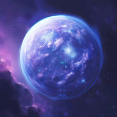 Obraz premium Watercolor planet in purple color. Generative ai.