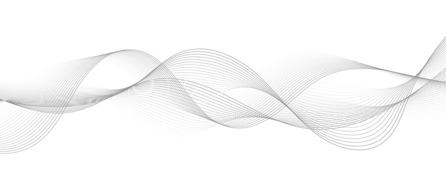 Abstract vector modern background with grey wavy lines and particles. EPS10