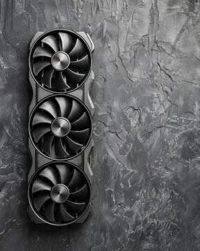 High performance graphics card for gaming and crypto mining in wide banner commercial