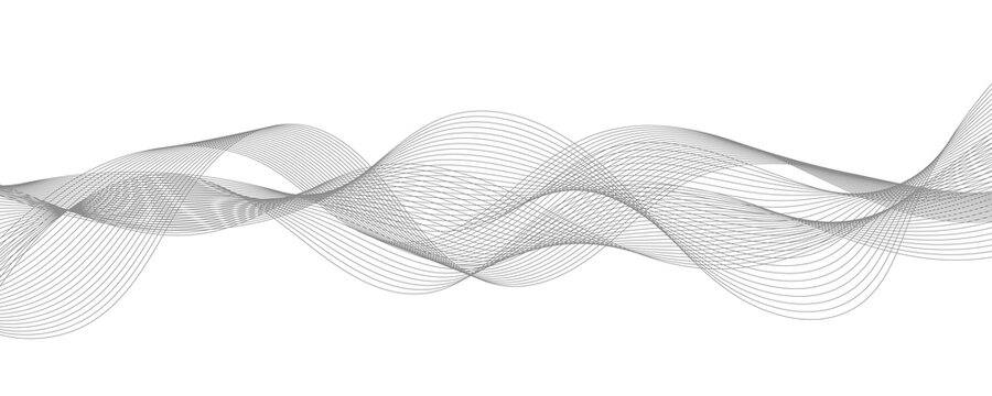 Abstract vector modern background with grey wavy lines and particles. EPS10