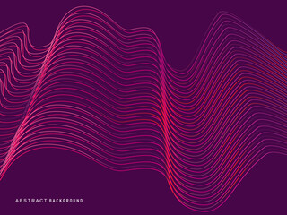 Abstract shining wave lines on purple background. Dynamic wave pattern. Modern flowing wavy lines. Futuristic technology concept. Suitable for banners, posters, covers, brochures, flyers, websites, et