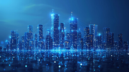 Fototapeta premium Panorama of the night city.