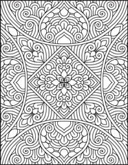 Hand- Drawn Mandala Coloring Page | Mandala Coloring Page For Adults | Floral Mandala Coloring Page