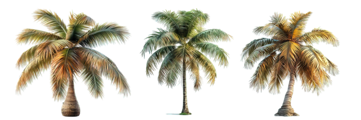 tropical coconut tree isolated on transparent background ,generative ai