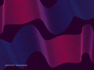 Abstract shining wave lines on purple background. Dynamic wave pattern. Modern flowing wavy lines. Futuristic technology concept. Suitable for banners, posters, covers, brochures, flyers, websites, et