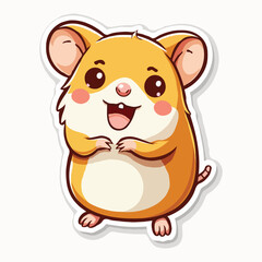 Cute Hamster sticker 2D cartoon vector icon illustration