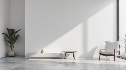 modern living room with sofa and empty wall mockup. minimalistic wall mockup, blank wall, interior minimalistic