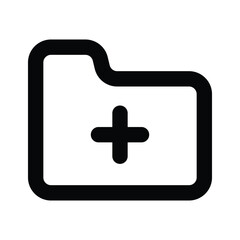 Plus sign on folder denoting icon of add folder in modern style