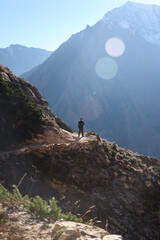 hiker on the top of the mountain