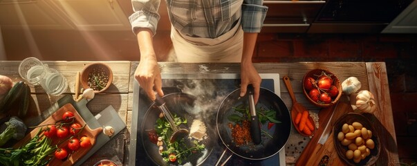 Interactive cooking recipe app mockup with cooking tutorials and ingredient lists, perfect for recipe apps and culinary enthusiasts, 4K hyperrealistic photo.