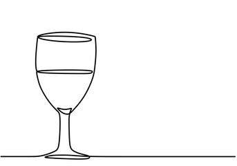 Wineglass continuous line drawing. Bar and restaurant concept.