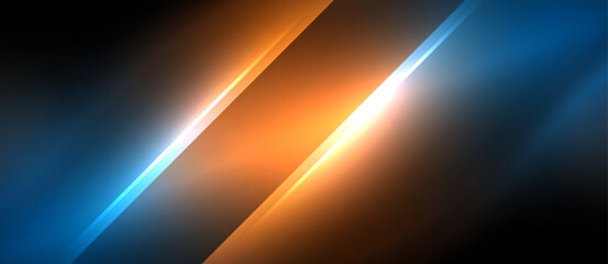 Fototapeta premium Neon dynamic diagonal light rays background. Techno digital geometric concept design for wallpaper, banner, presentation, background