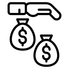 funds money outline icon and illustration