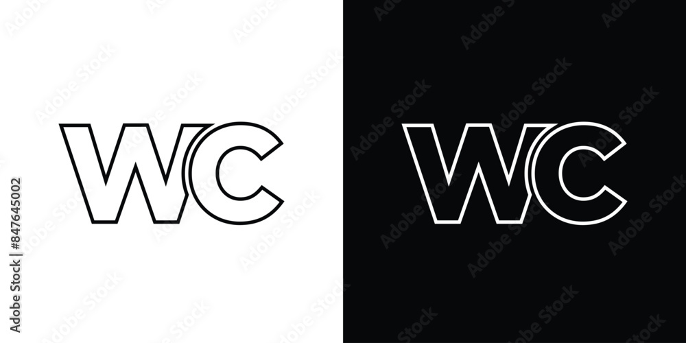 Poster letter w and c, wc logo design template. minimal monogram initial based logotype.