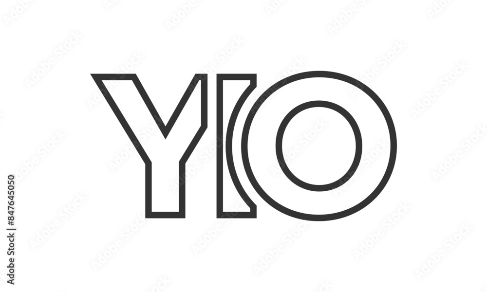 Poster YIO logo design template with strong and modern bold text. Initial based vector logotype featuring simple and minimal typography. Trendy company identity.