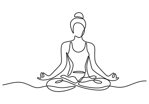 recommend clip art: Woman doing yoga and meditation continuous line drawing. Fitness and gym concept.