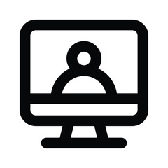 Person inside monitor, concept icon of online user