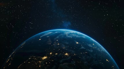 Planet earth. City lights in the night. Top view. illustration generated by ai