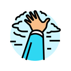 hand reaching sky progress color icon vector. hand reaching sky progress sign. isolated symbol illustration