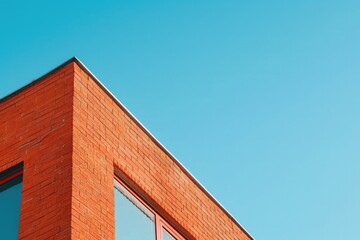red brick building on blue sky background