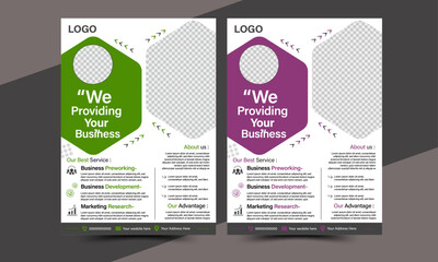 Corporate business flyer template design set with different color. marketing, business proposal, promotion, advertise, publication, cover page. new digital marketing flyer set.