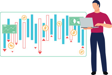 The boy is working on laptop.