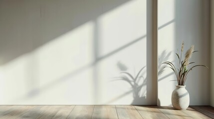 Clean and Modern Interior with Empty Wall, Mockup for Art or Paintings, Blank Wall Mockup, Bright and Minimalistic Interior Design.