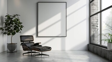 Clean and Modern Interior with Empty Wall, Mockup for Art or Paintings, Blank Wall Mockup, Bright and Minimalistic Interior Design.