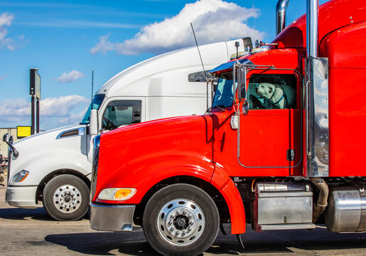 Truck stop and trucks in Ohio