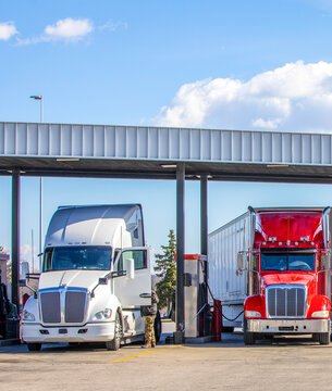 Truck stop and trucks in Ohio