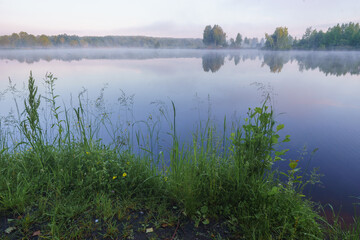summer amazing morning on the lake