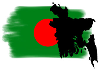 Silhouette Bangladesh Map And Flag