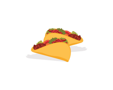 yellow tacos with toppings on white clip art preview