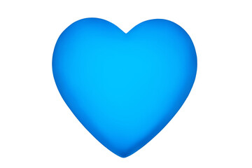 Blue heart white background isolated closeup, one light blue heart, love symbol, Valentines day sign, wedding invitation, greeting card design element, romantic holiday decoration, icon, illustration