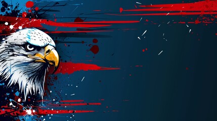 4th of july poster featuring usa flag, eagle, and spacious area for customizable text