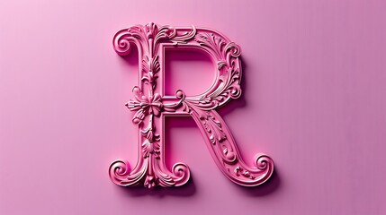 Fancy alphabet letters R on pink background