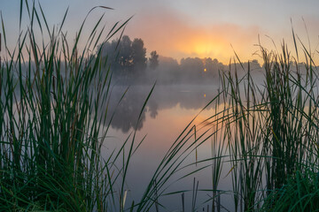 sunset over the river