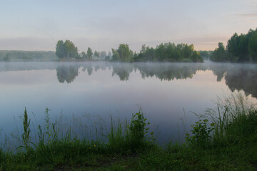 misty morning on the lake