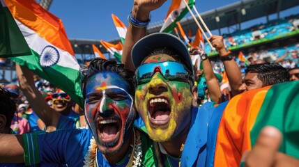 Indian Fans Enjoying a Cricket Match
