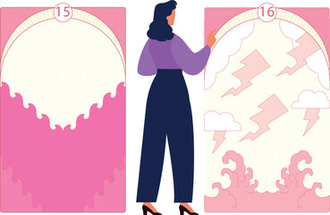 A girl is reading fortune through cards.