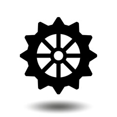 Obraz premium Black gear icon. Machine sprocket gear icon. Flat design. Vector cogwheel sign symbol on a white background.