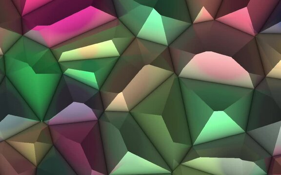 Abstract Polygonal Geometric Surface Circles 1A clean soft low poly motion background of shifting colorful triangles, seamless circles 4K.
