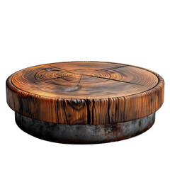 round wooden display isolated on transparent background ,wood product stand cut out ,generative ai