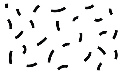 Hand drawn simple sprinkle seamless pattern with black confetti and stars isolated with white background. vector Illustration for holiday, party, birthday, invitation.
