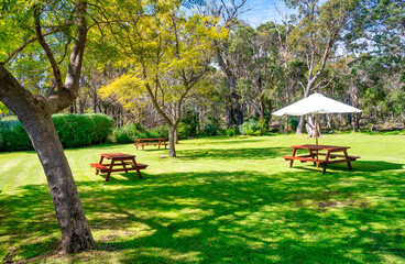 A beautiful park with benches in Western Australia